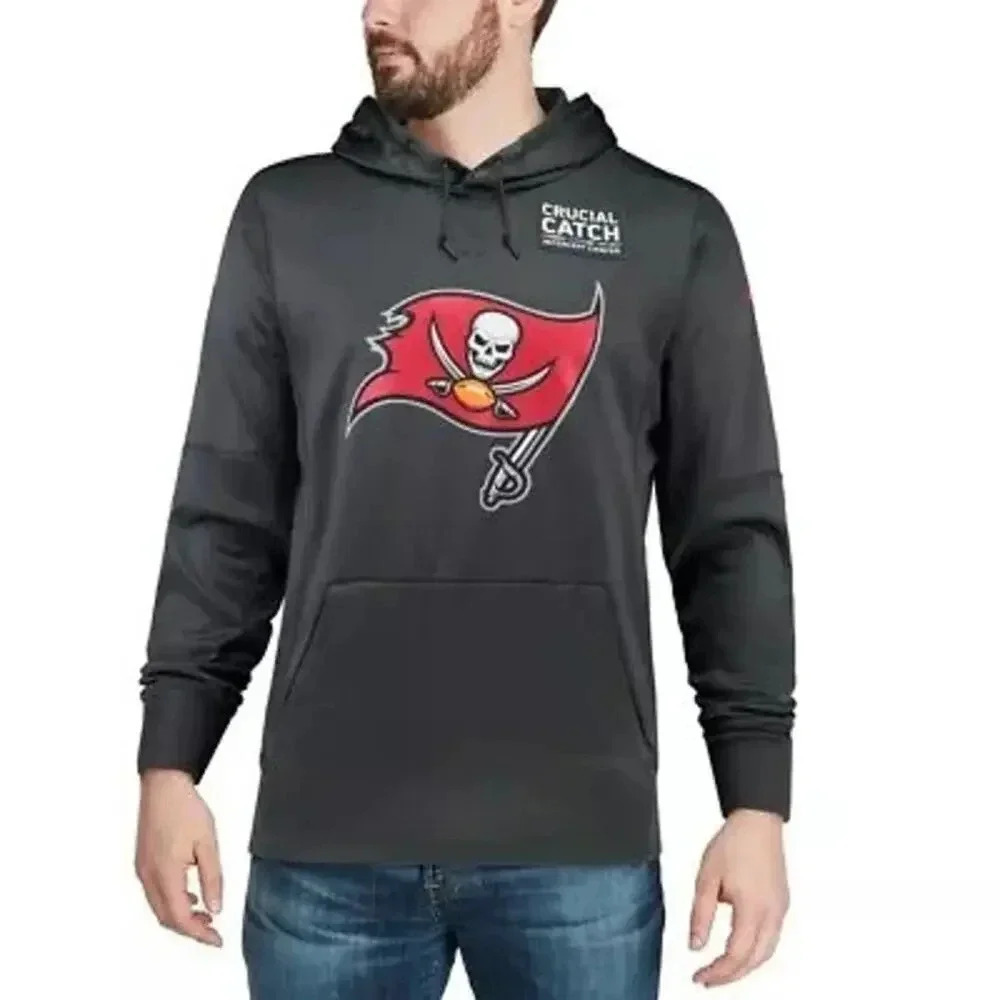 Nike NFL Tampa Bay Bucs Crucial Catch Gray Pullover Hoodie Size XL